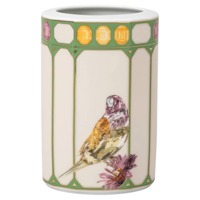 Idyllia Vase Porcelain, Crystal Print Motif, Cockatoo, Small, Multicolored Idyllia Vase Porcelain, Crystal Print Motif, Cockatoo, Small, Multicolored