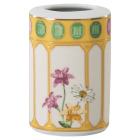 Idyllia Vase Porcelain, Crystal Print Motif, Flower, Yellow