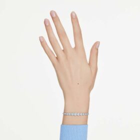 Imber Bracelet Mixed Round Cuts, Blue, Rhodium Plated