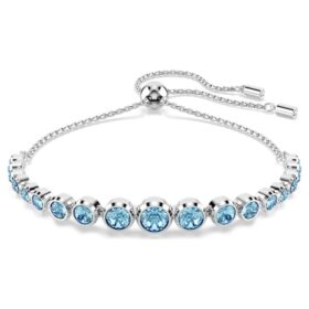 Imber Bracelet Mixed Round Cuts, Blue, Rhodium Plated