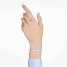 Imber Bracelet Mixed Round Cuts, White, Rhodium Plated