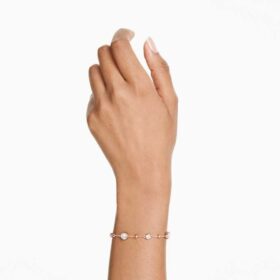 Imber Bracelet Round Cut, White, Rose Gold-Tone Plated