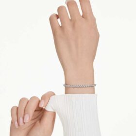 Imber Emily Tennis Bracelet Round Cut, Black, Rhodium Plated