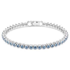 Imber Emily Tennis Bracelet Round Cut, Blue, Rhodium Plated