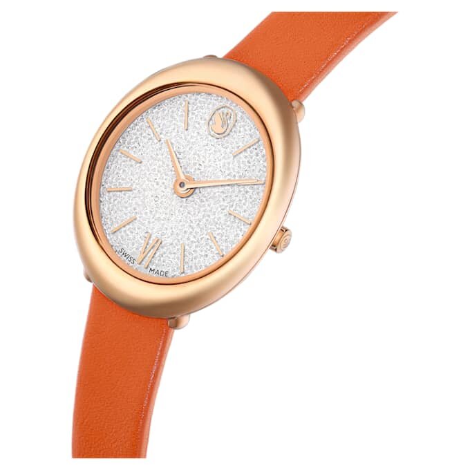 Imber Oval Watch Swiss Made, Leather Strap, Orange, Rose Gold-Tone Finish Imber Oval Watch Swiss Made, Leather Strap, Orange, Rose Gold-Tone Finish