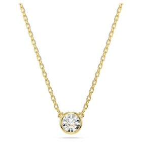 Imber Pendant Round Cut, White, Gold-Tone Plated