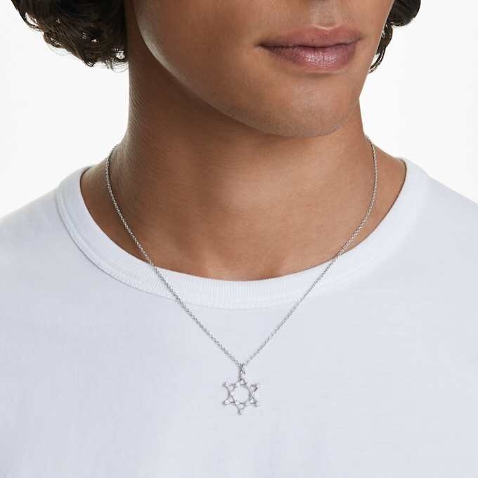 Insigne Pendant Round Cut, Star, White, Rhodium Plated Insigne Pendant Round Cut, Star, White, Rhodium Plated