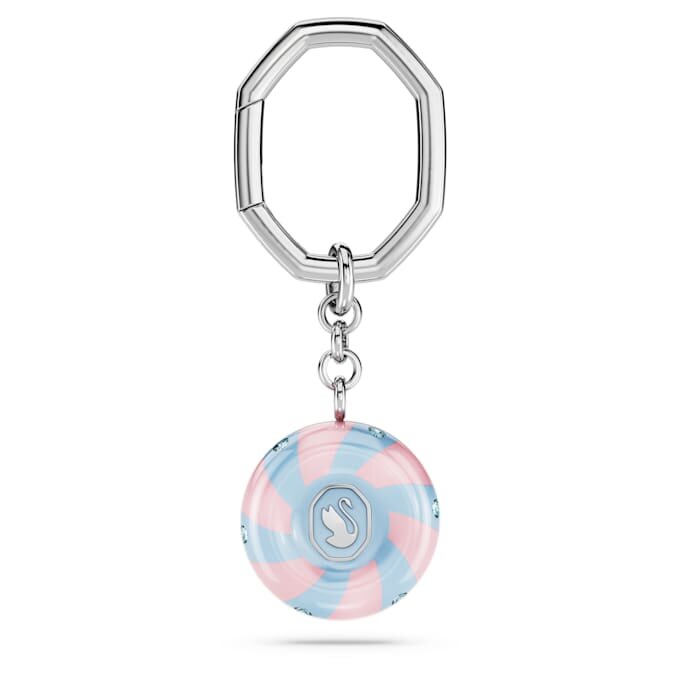 Key Ring Round Cut, Multicolored, Rhodium Plated Key Ring Round Cut, Multicolored, Rhodium Plated