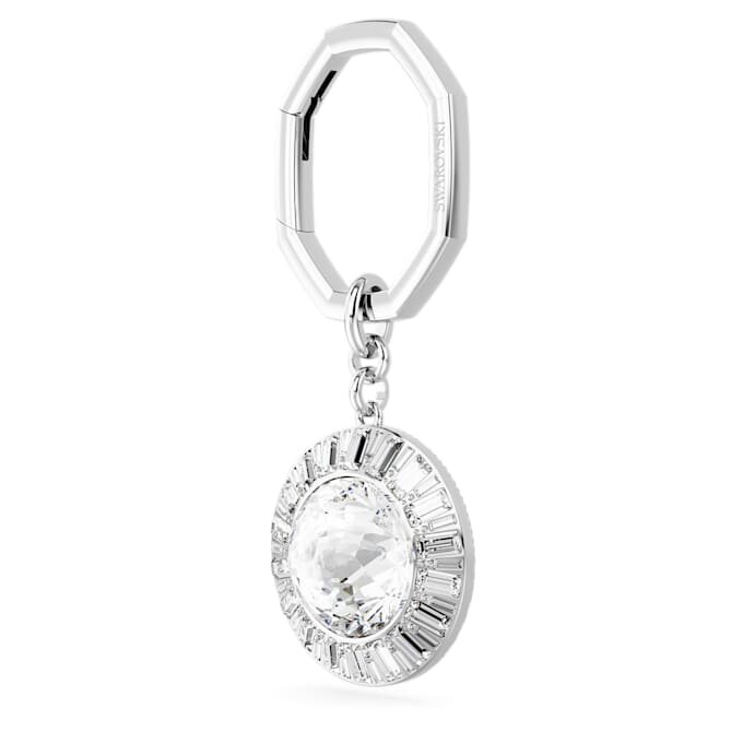 Key Ring Round Cut, White, Rhodium Plated Key Ring Round Cut, White, Rhodium Plated