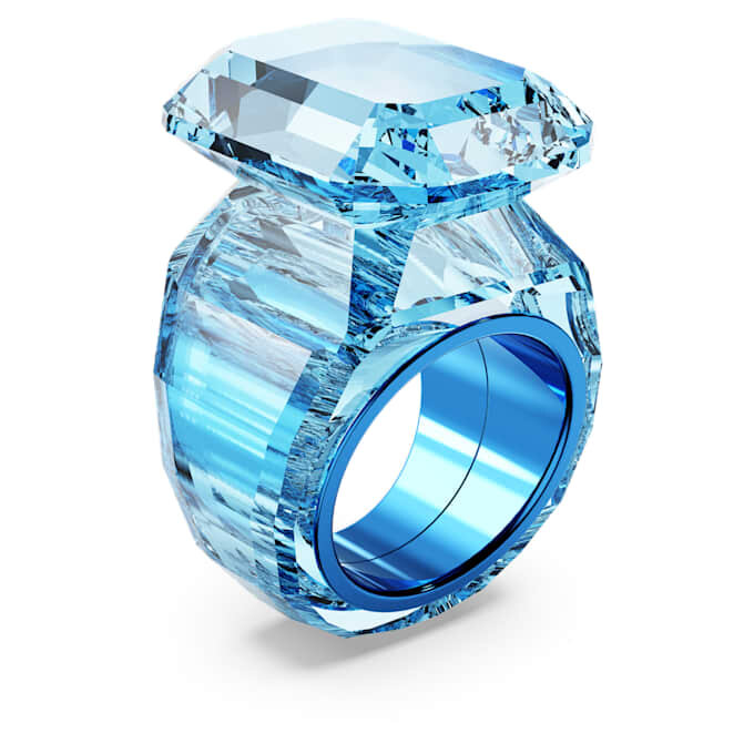 Lucent Cocktail Ring Octagon Cut, Blue Lucent Cocktail Ring Octagon Cut, Blue