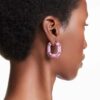 Lucent Hoop Earrings Octagon Shape, Small, Pink Lucent Hoop Earrings Octagon Shape, Small, Pink