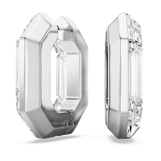 Lucent Hoop Earrings Octagon Shape, Small, White Lucent Hoop Earrings Octagon Shape, Small, White