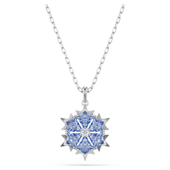 Magic Pendant Snowflake, Blue, Rhodium Plated Magic Pendant Snowflake, Blue, Rhodium Plated