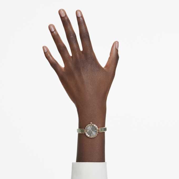 Matrix Bangle Watch Swiss Made, Crystal Bracelet, Gray, Rose Gold-Tone Finish Matrix Bangle Watch Swiss Made, Crystal Bracelet, Gray, Rose Gold-Tone Finish