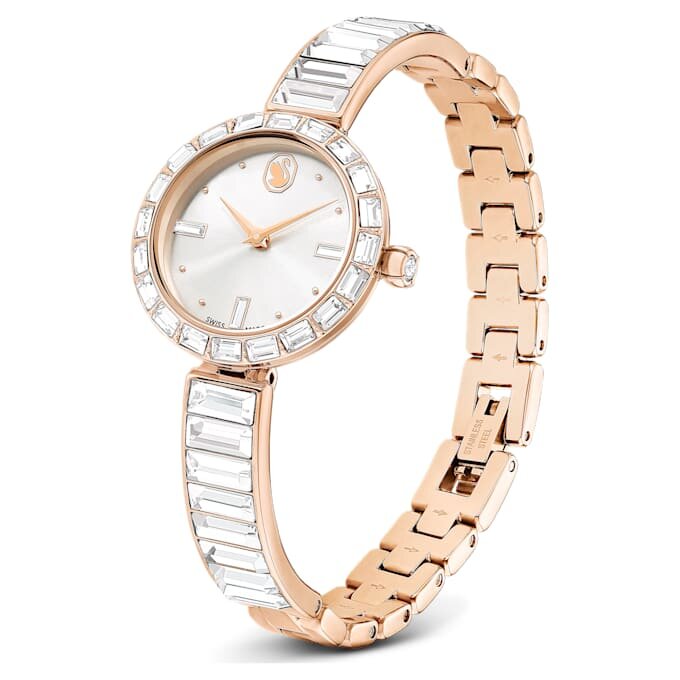 Matrix Bangle Watch Swiss Made, Crystal Bracelet, White, Rose Gold-Tone Finish Matrix Bangle Watch Swiss Made, Crystal Bracelet, White, Rose Gold-Tone Finish
