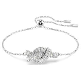 Matrix Bracelet Baguette Cut, Knot, White, Rhodium Plated