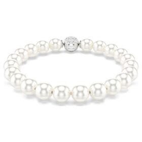 Matrix Bracelet Crystal Pearl, White, Rhodium Plated