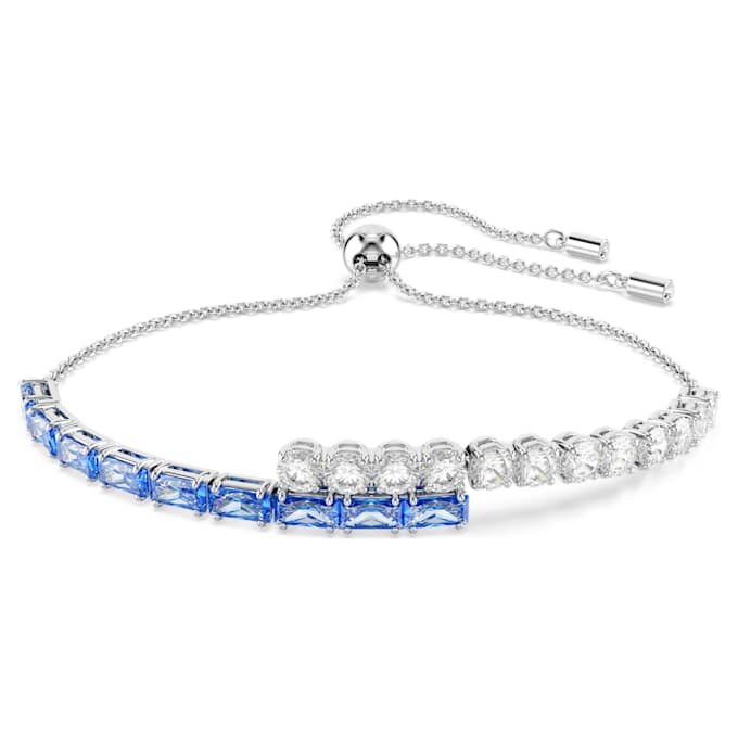 Matrix Bracelet Mixed Cuts, Blue, Rhodium Plated Matrix Bracelet Mixed Cuts, Blue, Rhodium Plated