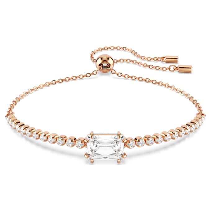 Matrix Bracelet Mixed Cuts, White, Rose Gold-Tone Plated Matrix Bracelet Mixed Cuts, White, Rose Gold-Tone Plated