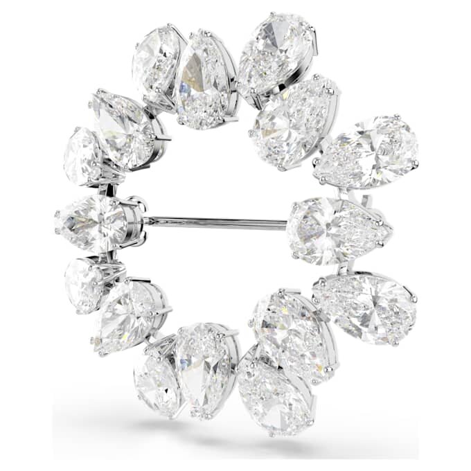 Matrix Brooch Pear Cut, White, Rhodium Plated Matrix Brooch Pear Cut, White, Rhodium Plated