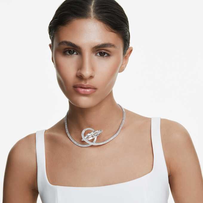 Matrix Choker Baguette Cut, White, Rhodium Plated Matrix Choker Baguette Cut, White, Rhodium Plated