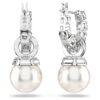 Matrix Drop Earrings Crystal Pearl, Round Cut, White, Rhodium Plated Matrix Drop Earrings Crystal Pearl, Round Cut, White, Rhodium Plated