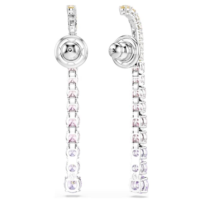Matrix Drop Earrings Gradient of Round Cuts, Multicolored, Rhodium Plated Matrix Drop Earrings Gradient of Round Cuts, Multicolored, Rhodium Plated