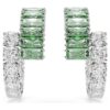 Matrix Hoop Earrings Mixed Cuts, Green, Rhodium Plated