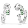 Matrix Hoop Earrings Mixed Cuts, Green, Rhodium Plated