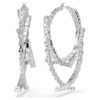 Matrix Hoop Earrings Mixed Cuts, White, Rhodium Plated Matrix Hoop Earrings Mixed Cuts, White, Rhodium Plated