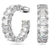Matrix Hoop Earrings Octagon Cut, White, Rhodium Plated Matrix Hoop Earrings Octagon Cut, White, Rhodium Plated