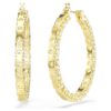 Matrix Hoop Earrings Round Cut, White, Gold-Tone Plated Matrix Hoop Earrings Round Cut, White, Gold-Tone Plated