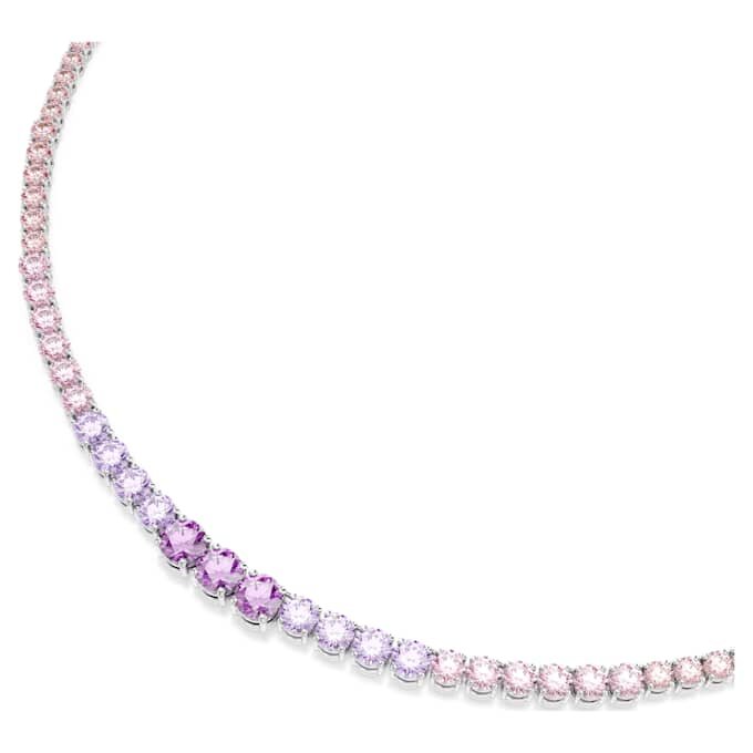 Matrix Necklace Gradient of Round Cuts, Multicolored, Rhodium Plated Matrix Necklace Gradient of Round Cuts, Multicolored, Rhodium Plated