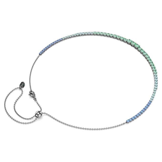 Matrix Necklace Gradient of Round Cuts, Multicolored, Ruthenium Plated Matrix Necklace Gradient of Round Cuts, Multicolored, Ruthenium Plated
