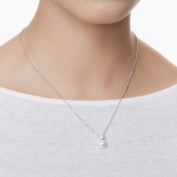 Matrix Pendant Crystal Pearl, Round Cut, White, Rhodium Plated Matrix Pendant Crystal Pearl, Round Cut, White, Rhodium Plated
