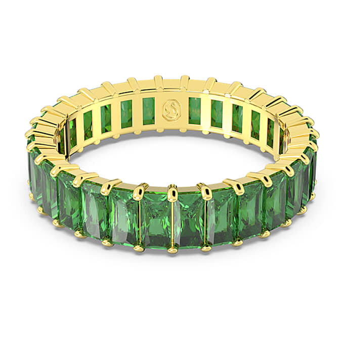 Matrix Ring Baguette Cut, Green, Gold-Tone Plated Matrix Ring Baguette Cut, Green, Gold-Tone Plated