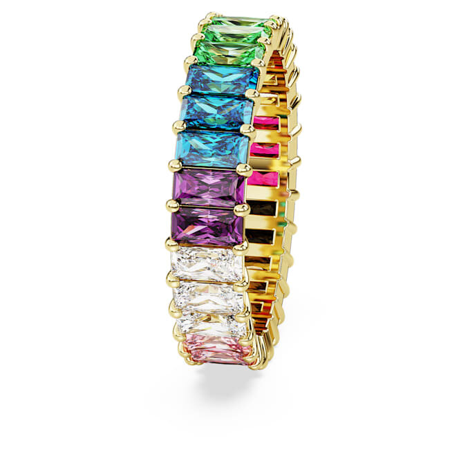 Matrix Ring Baguette Cut, Multicolored, Gold-Tone Plated Matrix Ring Baguette Cut, Multicolored, Gold-Tone Plated