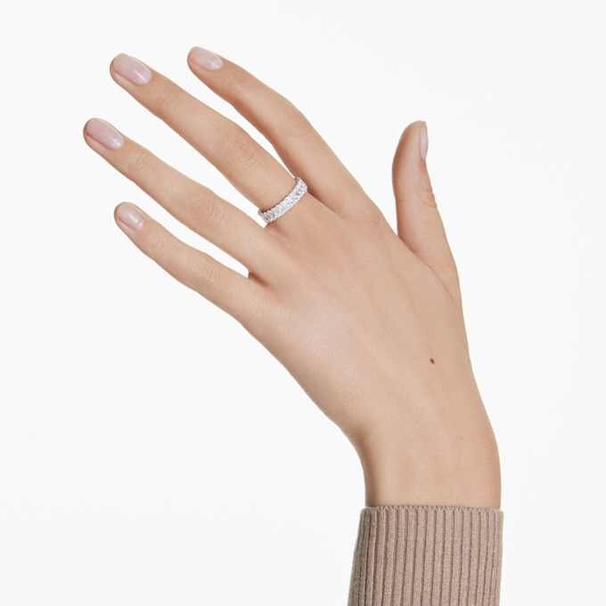 Matrix Ring Baguette Cut, White, Silver-Tone Finish Matrix Ring Baguette Cut, White, Silver-Tone Finish