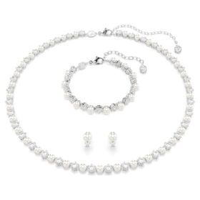 Matrix Set Crystal Pearl, Round Cut, White, Rhodium Plated Matrix Set Crystal Pearl, Round Cut, White, Rhodium Plated
