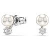 Matrix Stud Earrings Crystal Pearl, Round Cut, White, Rhodium Plated Matrix Stud Earrings Crystal Pearl, Round Cut, White, Rhodium Plated