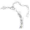 Matrix Tennis Bracelet Crystal Pearl, Round Cut, White, Rhodium Plated