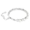 Matrix Tennis Bracelet Crystal Pearl, Round Cut, White, Rhodium Plated