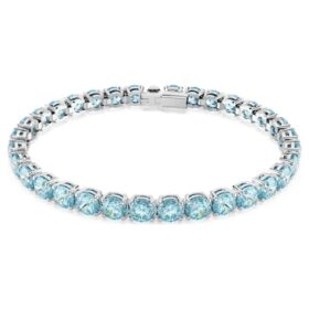 Matrix Tennis Bracelet Round Cut, Blue, Rhodium Plated
