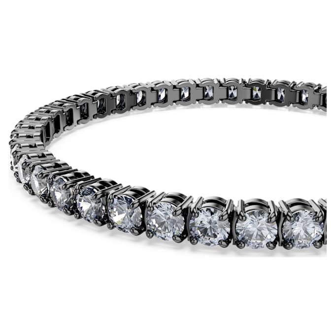 Matrix Tennis Bracelet Round Cut, Gray, Ruthenium Plated Matrix Tennis Bracelet Round Cut, Gray, Ruthenium Plated