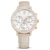 Matrix Tennis Chrono Watch Swiss Made, Leather Strap, Beige, Rose Gold-Tone Finish