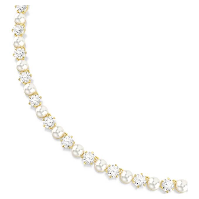 Matrix Tennis Necklace Crystal Pearl, Round Cut, White, Gold-Tone Plated Matrix Tennis Necklace Crystal Pearl, Round Cut, White, Gold-Tone Plated