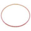 Matrix Tennis Necklace Round Cut, Pink, Gold-Tone Plated Matrix Tennis Necklace Round Cut, Pink, Gold-Tone Plated