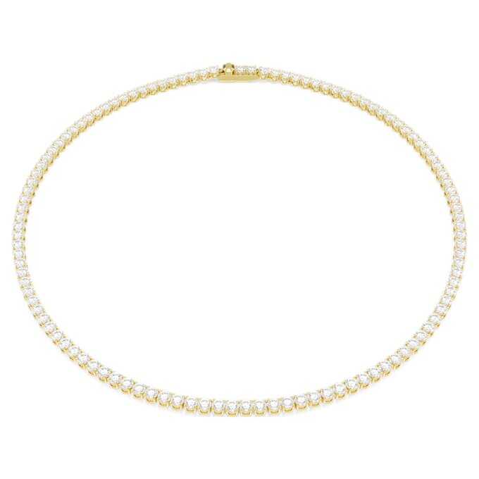 Matrix Tennis Necklace Round Cut, White, Gold-Tone Plated Matrix Tennis Necklace Round Cut, White, Gold-Tone Plated