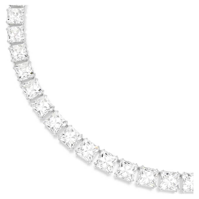Matrix Tennis Necklace Square Cut, White, Rhodium Plated Matrix Tennis Necklace Square Cut, White, Rhodium Plated