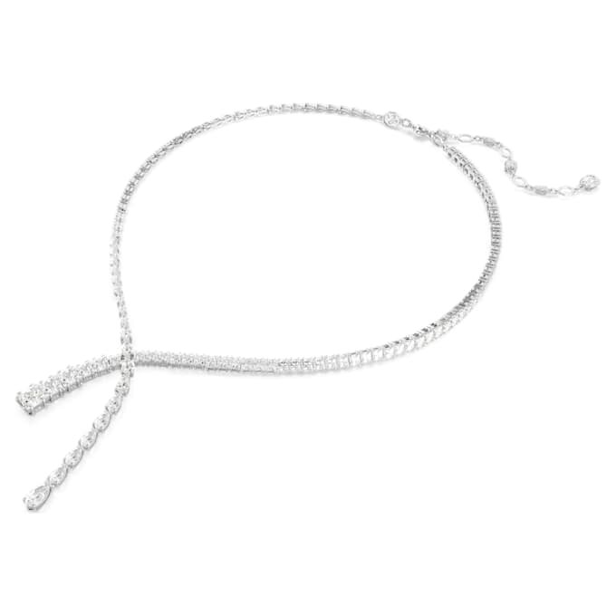 Matrix Y Necklace Mixed Cuts, White, Rhodium Plated Matrix Y Necklace Mixed Cuts, White, Rhodium Plated